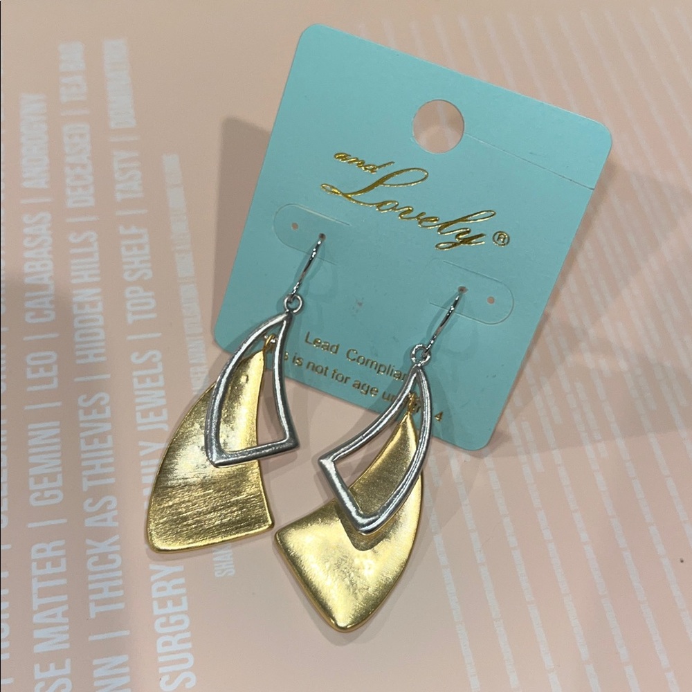 And lovely two-tone, dangle earrings